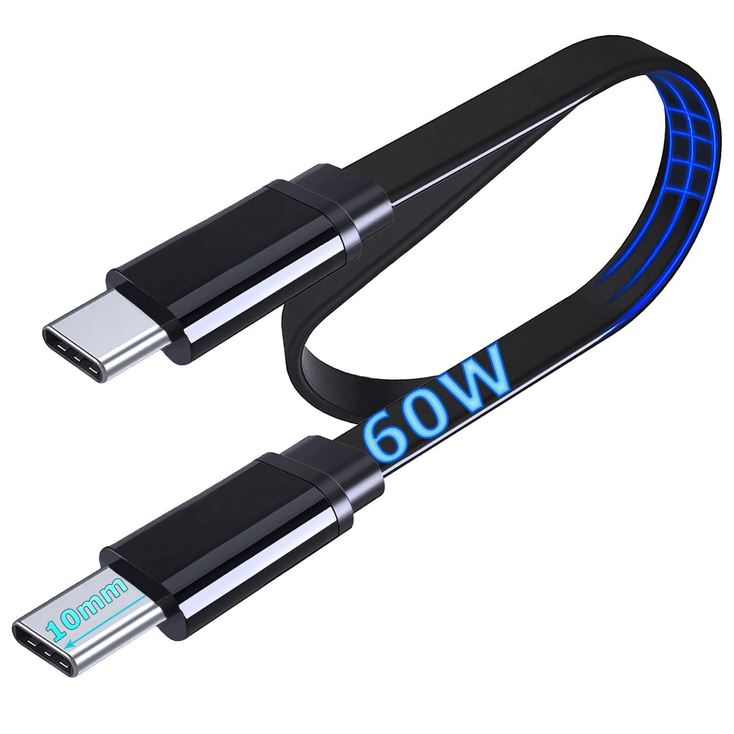 Flat Design 60W USB C to USB C Cable [10mm Tip] Compatible with Oukitel WP36 WP35 WP33 Pro WP32 WP28 WP27 WP26 WP23 Pro WP21 Ultra WP20 WP19 WP18 WP17WP15 WP13 RT8 RT7 RT6 RT5 RT3 RT2 RT1
