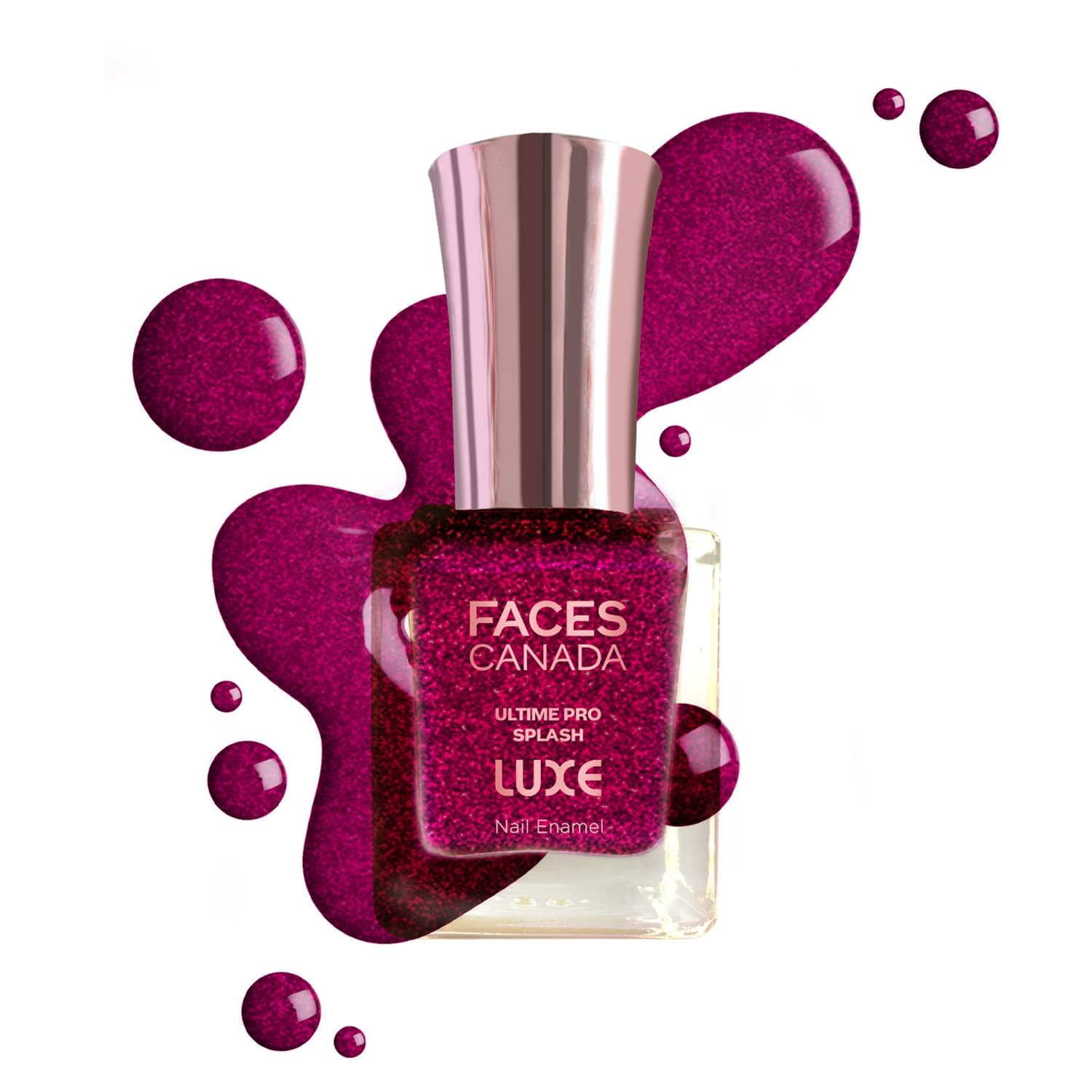 FACESCANADA Ultime Pro Splash Luxe Nail Enamel - Ruby Rush (L18), 12ml | Glossy Finish | Quick Drying | Long Lasting | High Shine | Chip Defiant | Even-Finish | Vegan | Non-Toxic | Ethanol-Free