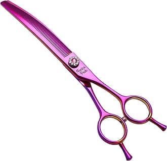 Fenice Peak Professional Dog Grooming Scissors Pet Curved Thinning Shears 7.0'' Extremely Sharp Blades 440C Steel Thinning Scissors Durable Smooth Motion & Fine Cut for Dogs and Cats (Multicolored)