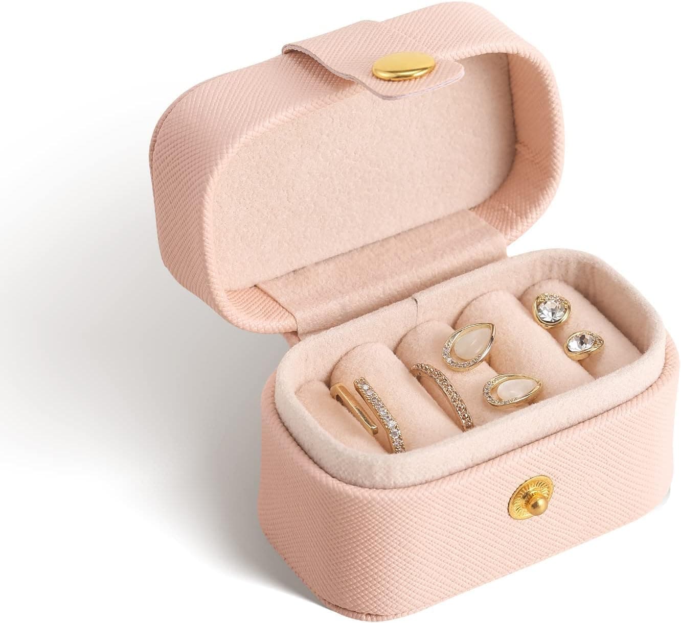 ALLSOLAAllsola Small Jewelry Ring Box, Mini Ring Storage Box, Ring Holder, Portable Jewelry case for Travel and Wedding, Gift for Girls and Women (6.6 * 4 * 4.7cm, pink)