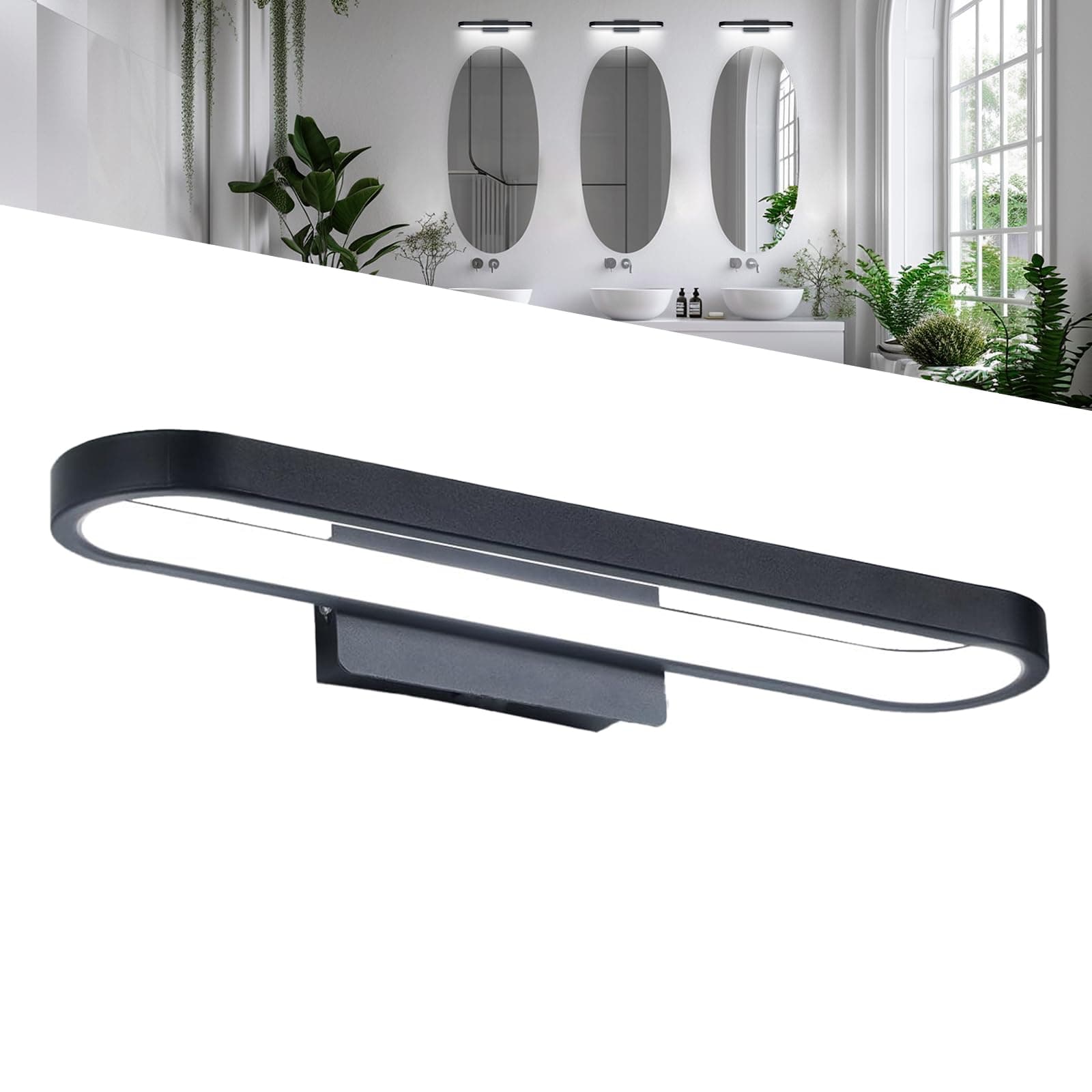 Lamptobe Modern LED Bathroom Mirror Light Cold White 6000K Bathroom Light Fixture 10W IP44 Waterproof Over Mirror Lighting Indoor Wall Lamp Tube Light with Switch for Makeup Dressing Table