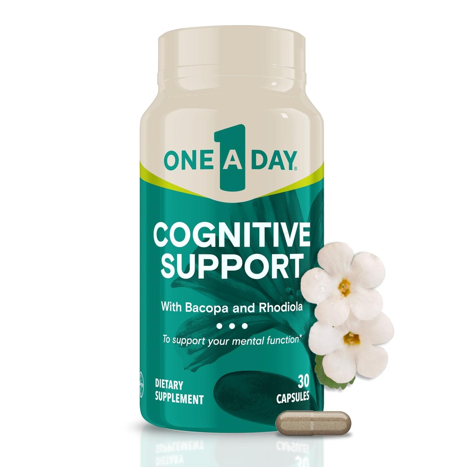 One A Day Cognitive Supplement – Brain Supplement to Support Cognitive Performance for Men and Women with Bacopa. Also includes Rhodiola, & Holy Basil, 30 Capsules (Packaging May Vary)