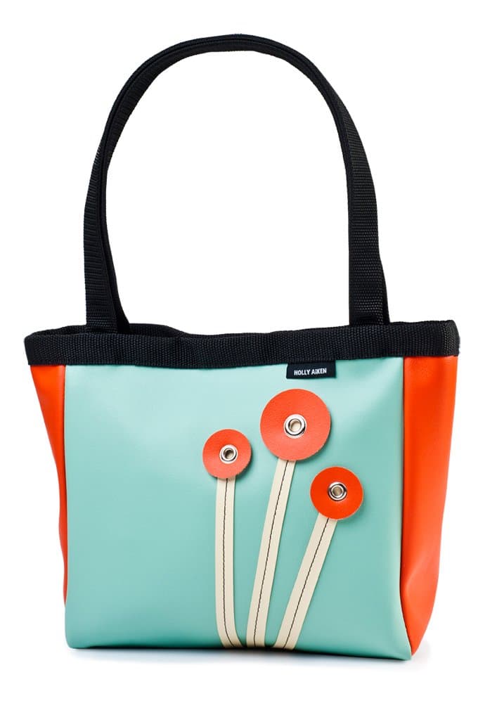Poppy Coupe Small Tote, Jade/Orange