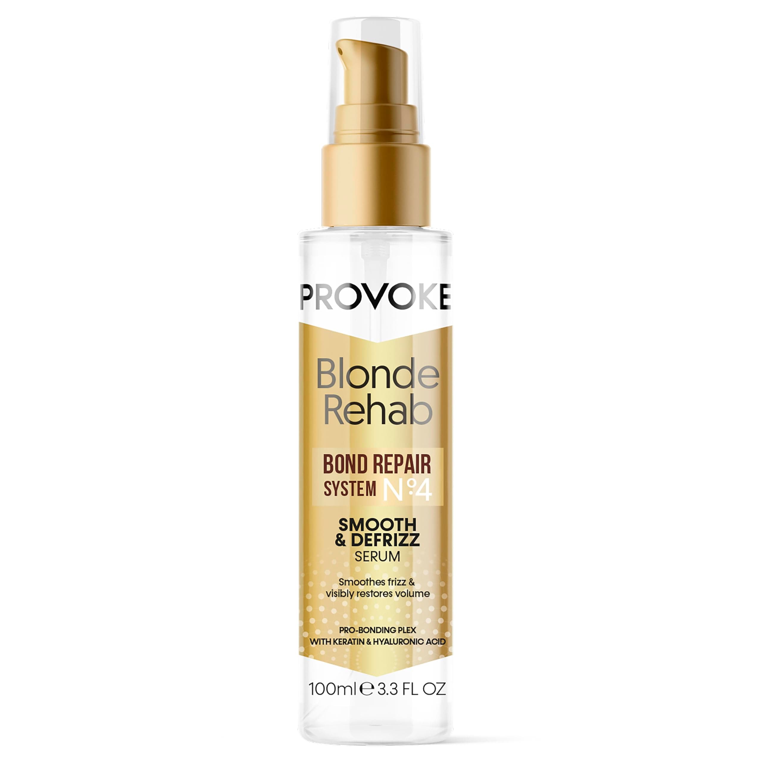 PROVOKE Blonde Rehab N0'4 Smooth and DeFrizz Bond Repair Hair Serum 100 ml, Smoothes Frizz and Restores Volume in 1 Wash with Pro Bonding Complex, Keratin and Hyaluronic Acid, for Blonde Damaged Hair