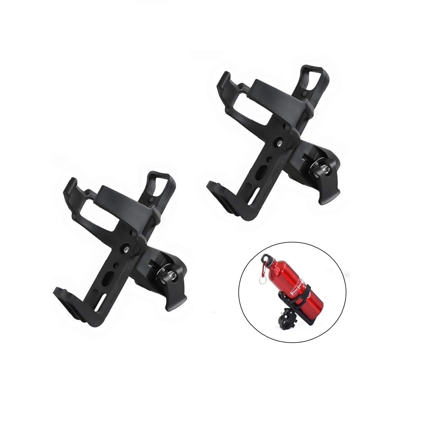 qinsou Quick Release Water Bottle Holder Stroller Bottle Holders, 2 Pack Antislip Wheelchair Bicycle Bike Cup Drink Holder Universal 360 Degree Rotation
