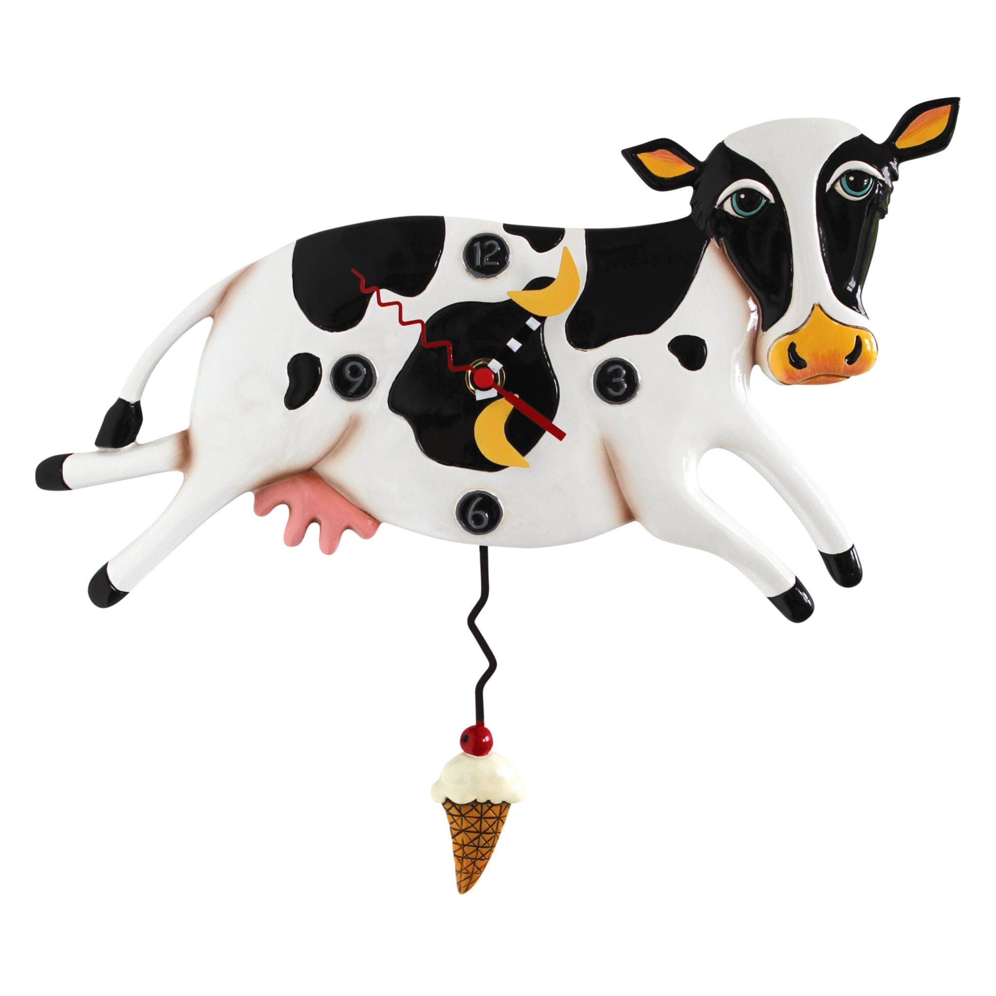 Allen Designs "Bessy Cow" Whimsical Pendulum Wall Clock