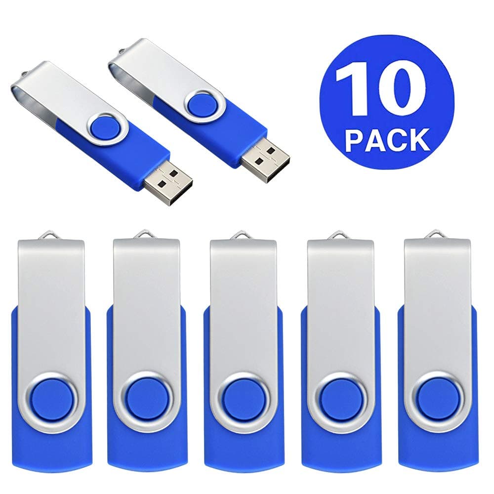 Aiibe10 Pack 4GB 4G Flash Drive USB Flash Drive Thumb Drives USB 2.0 Memory Stick Wholesale/Lot/Bulk (4GB, 10 Pack, Blue)