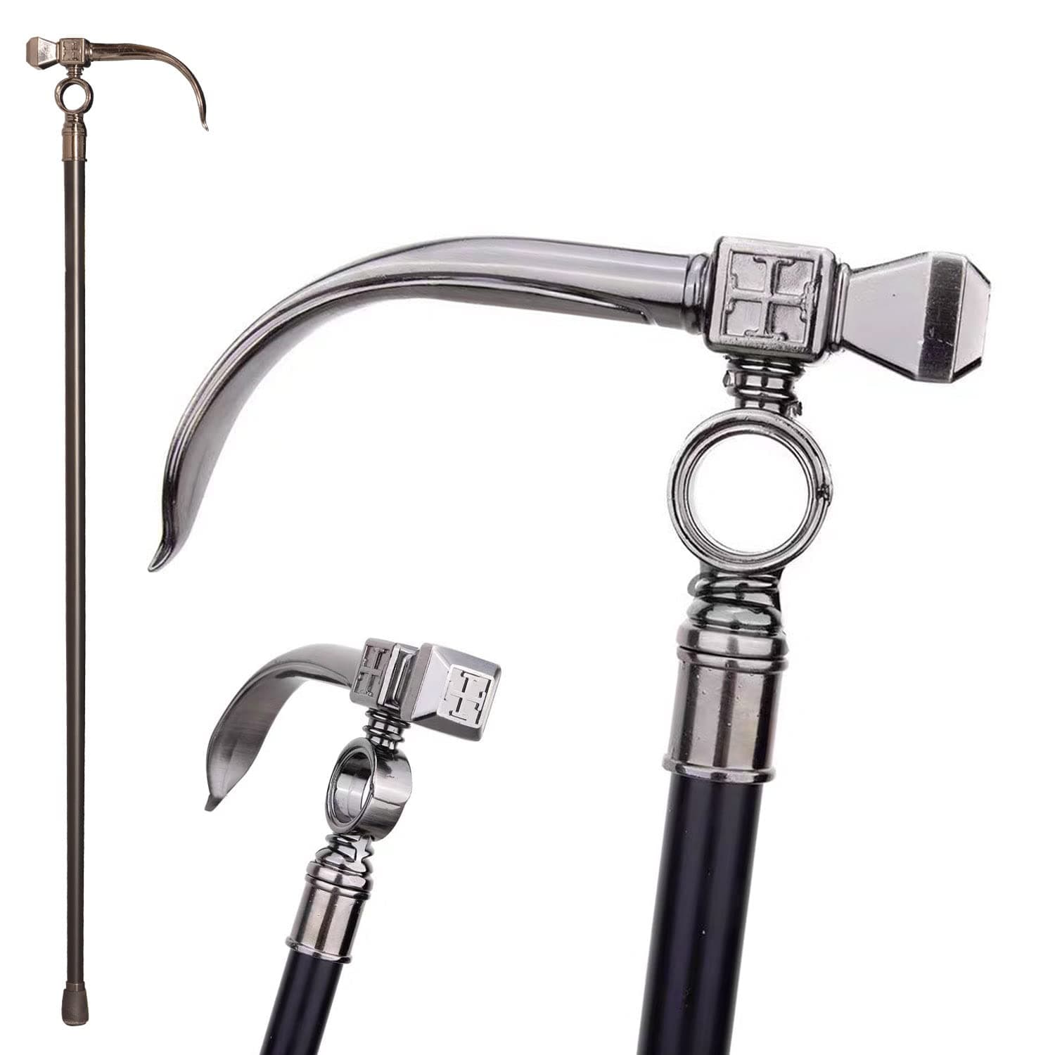36" Hammer Shape Metal T-Handle Gentleman's Walking Stick,Accessory for Everyday Use,Drama,Wizarding Cosplay,Stage Prop