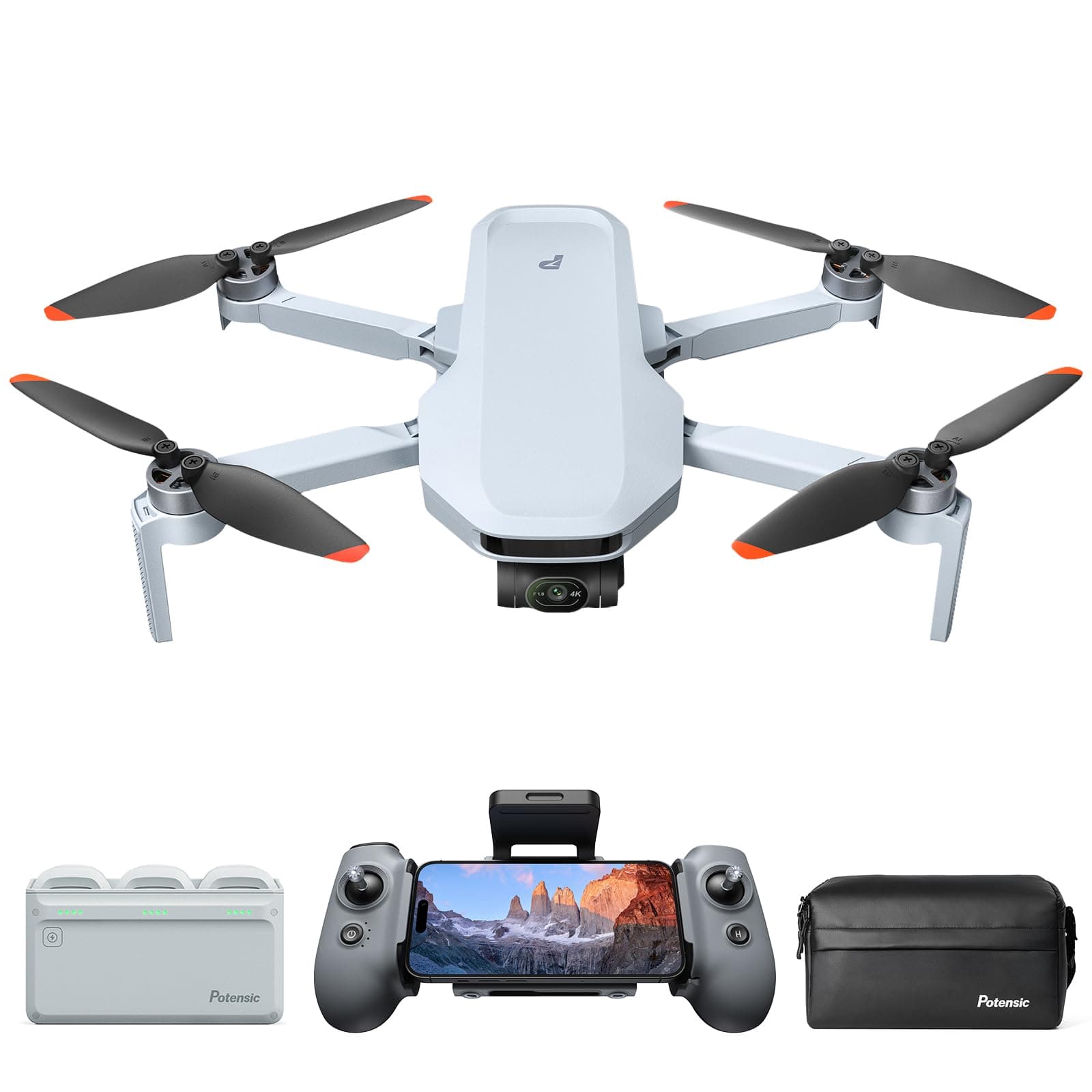 Potensic ATOM 2 Drone with Camera for Adults 4K Video, 8K Photo, Under 249g, 3-Axis Gimbal, 10KM Transmission, AI Track, Vertical Shooting, AI Night Shot, QuickShots, Fly More Combo (96-Min Flight)