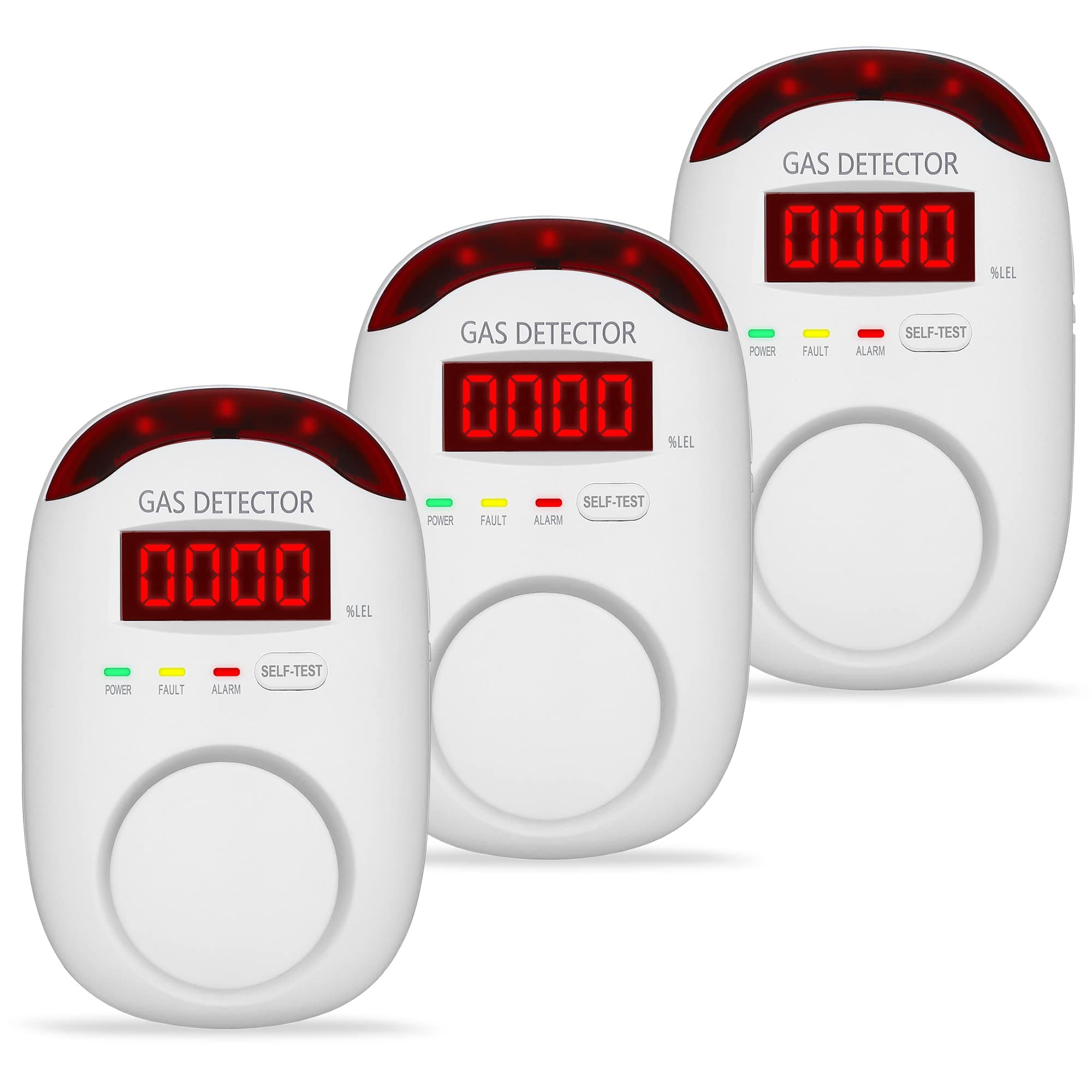 3 Packs Natural Gas Detector - Gas Leak Detector for Home,RV, Gas Detectors for Home Natural Gas,Combustible Gas Detector for LNG, LPG,Propane,Methane