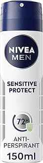 NIVEA Men Sensitive Protect Spray (150ml), Reliable 48H Protection Anti-Perspirant for Men, Gentle Deodorant Spray for Sensitive Skin