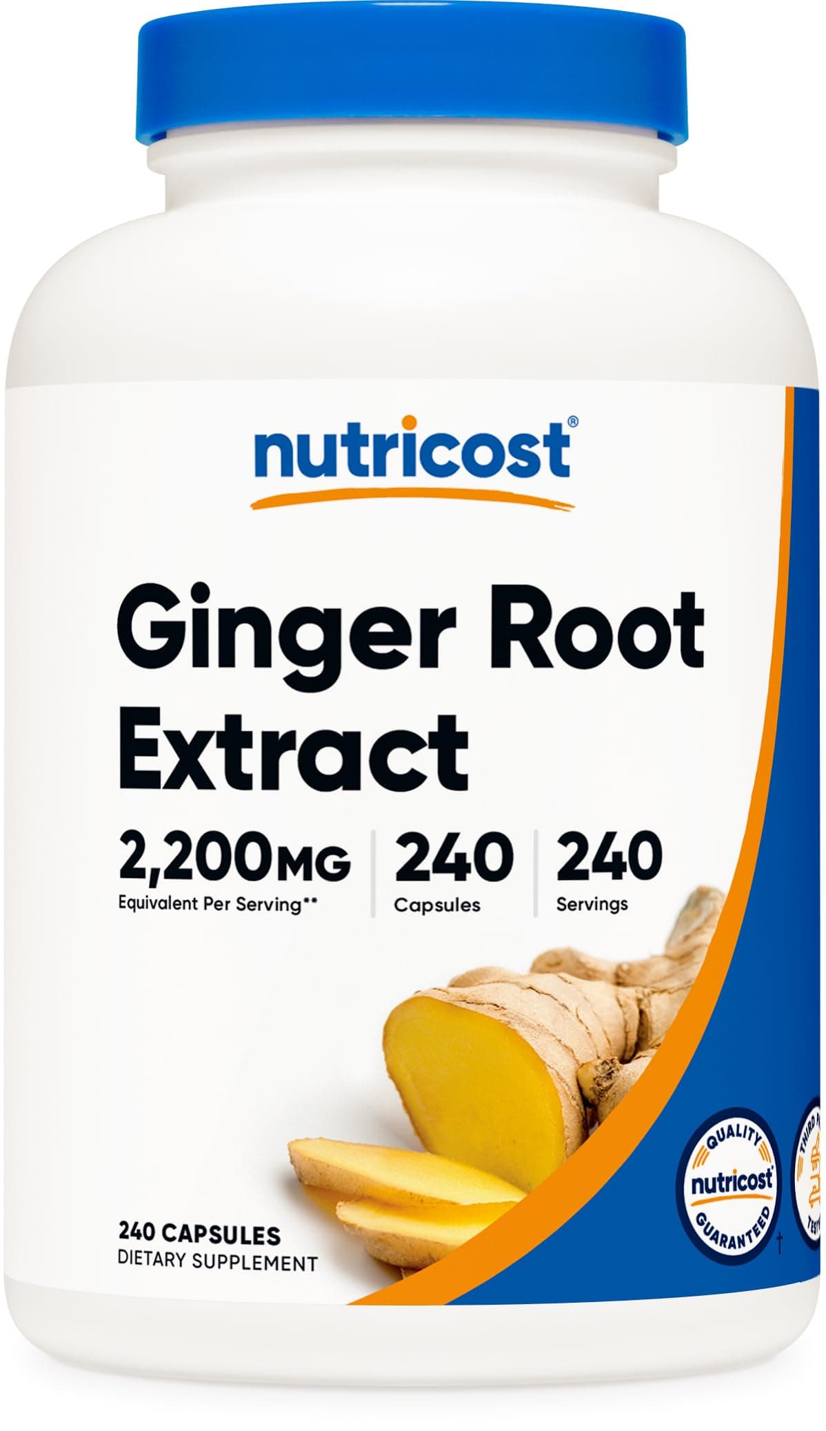 Ginger Root Extract 240 Capsules for 240 Servings Per Bottle - Gluten Free, Non-GMO