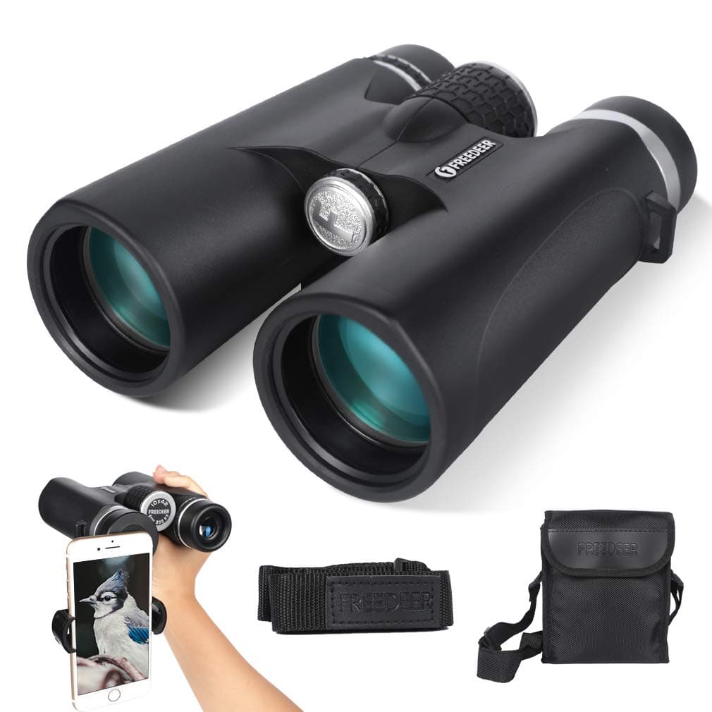 10x42 Binoculars for Adults, Low Light Night Vision Compact HD Telescope for Bird Watching Travel Stargazing Hunting Concerts Sports, BAK4 Prism FMC Lens with Phone Mount Strap Carrying Bag
