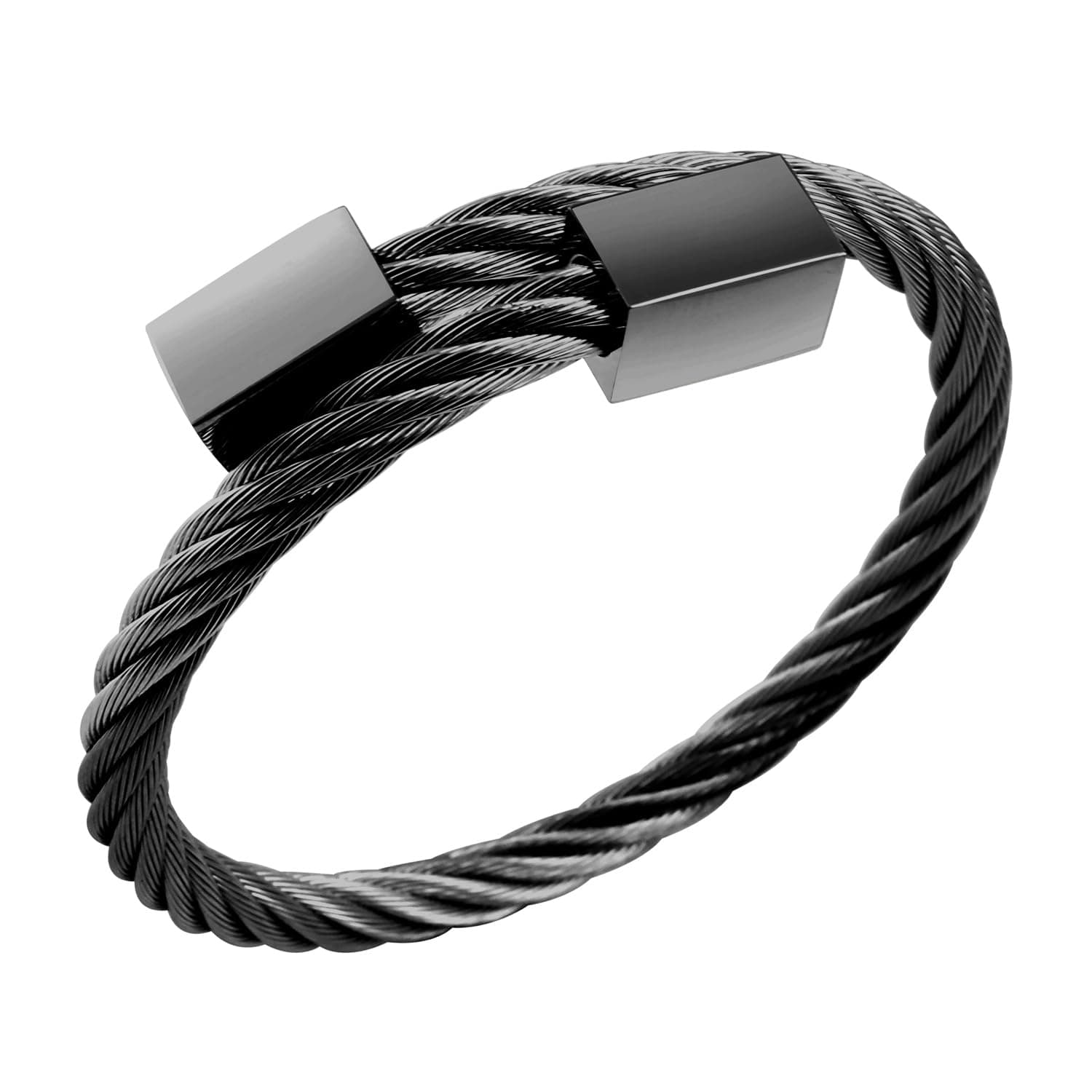 555Jewelry 2 Tone Adjustable Twisted Cable Wire Bangle Bracelet Cuff for Women & Men