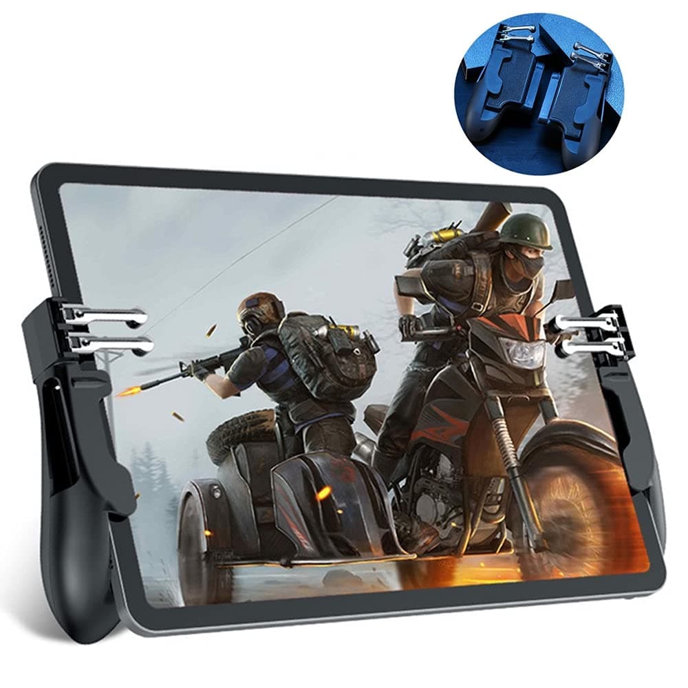 PUBG Controller for iPad, 4 Triggers [6 Finger Operation] Sensitive Shoot Aim Trigger Gamepad Grip, Support 9.7-12.9 inch iPad & Tablet (Thickness < 10mm)