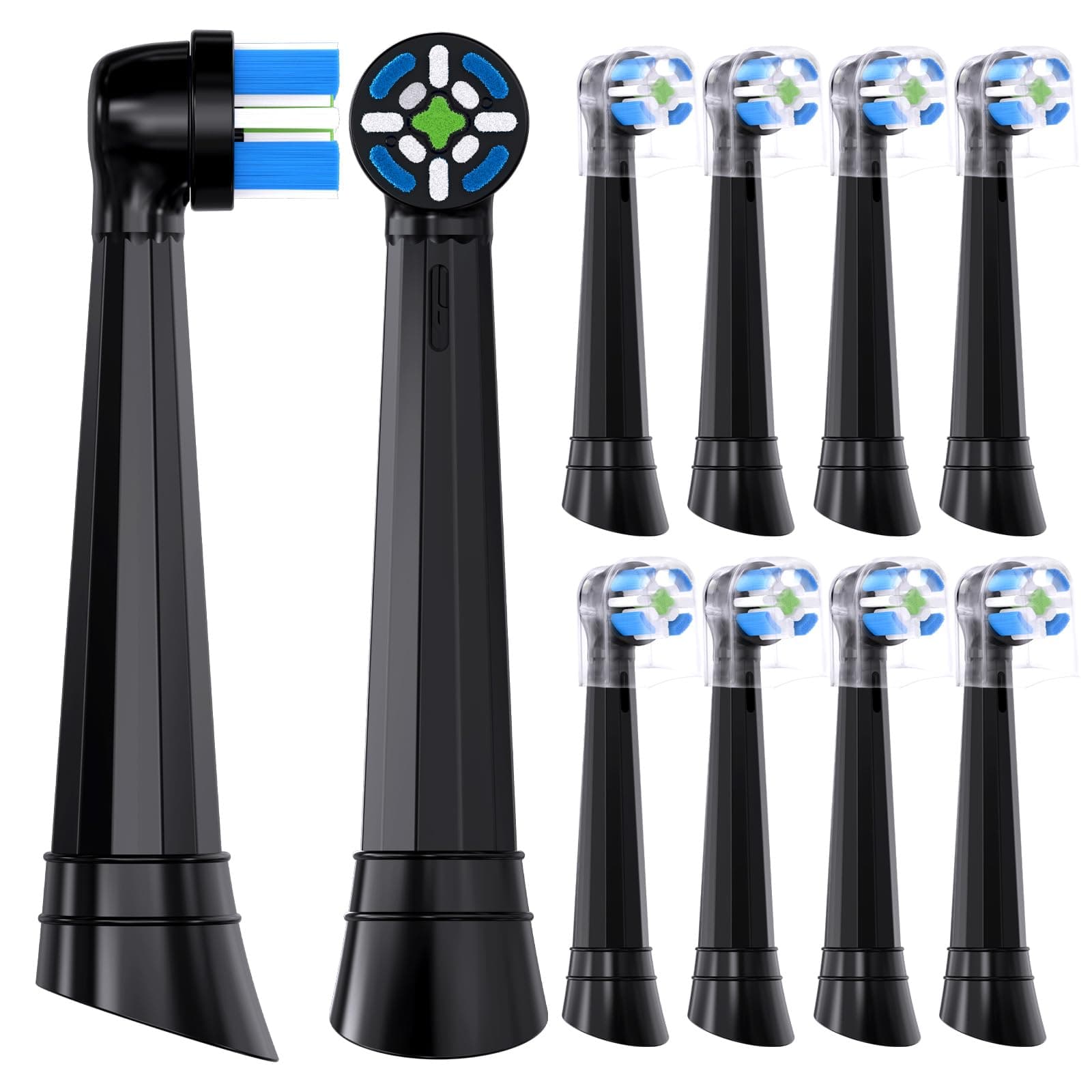 Compatible with Oral-B iO 3/4/5/6/7/8/9/10 Series Ultimate Clean Electric Toothbrush Replacement Brush Heads,for Oral-B iO Electric Toothbrush,10 Pack (Black)