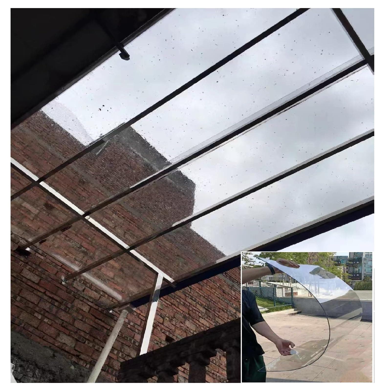 Clear Acrylic Plastic Sheet PC Endurance Board, 1mm Thick High Toughness Easy To Bend Flame Retardant Material, Roof Canopy Impact Resistant Polycarbonate Plastic Sheet(0.8x2m)