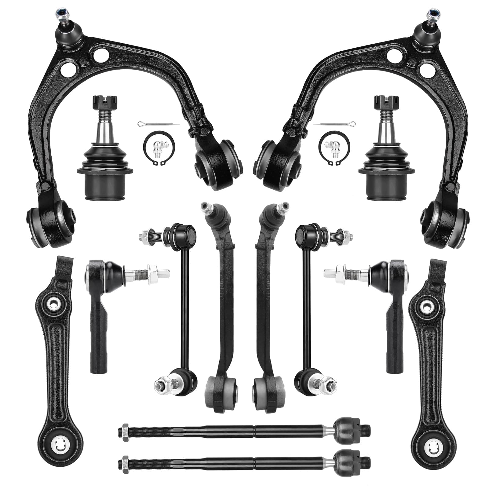 Front Upper and Lower Control Arms Suspension Kit Fit for 2011 2012 2013 2014 2015 2016 2017 Chrysler 300 Dodge Challenger Charger RWD with Lower Ball Joints Tie Rod End - 14pcs
