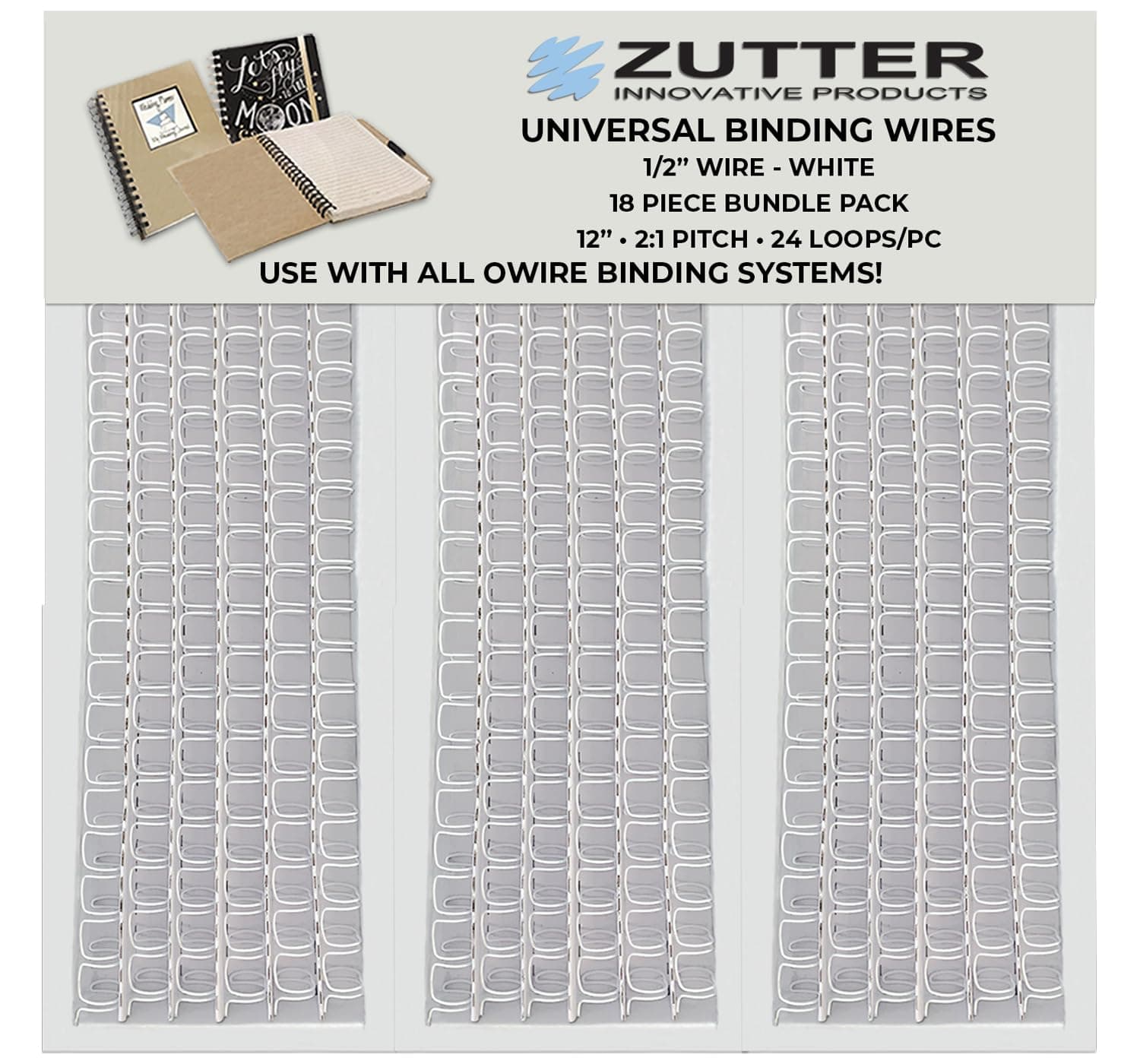 Binding Wires - White Bundle Pack - Use with Any and All owire Binding Systems! (Zutter Binding Wires 1/2" - White 18 Piece Bundle Pack)