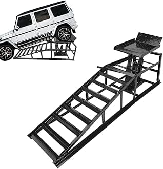 1 Pack Automotive Car Service Ramp 5T 10000lbs Low Profile Car Lift Service Ramp Truck Trailer Garage 5 Tons, Hydraulic Vehicle Ramp