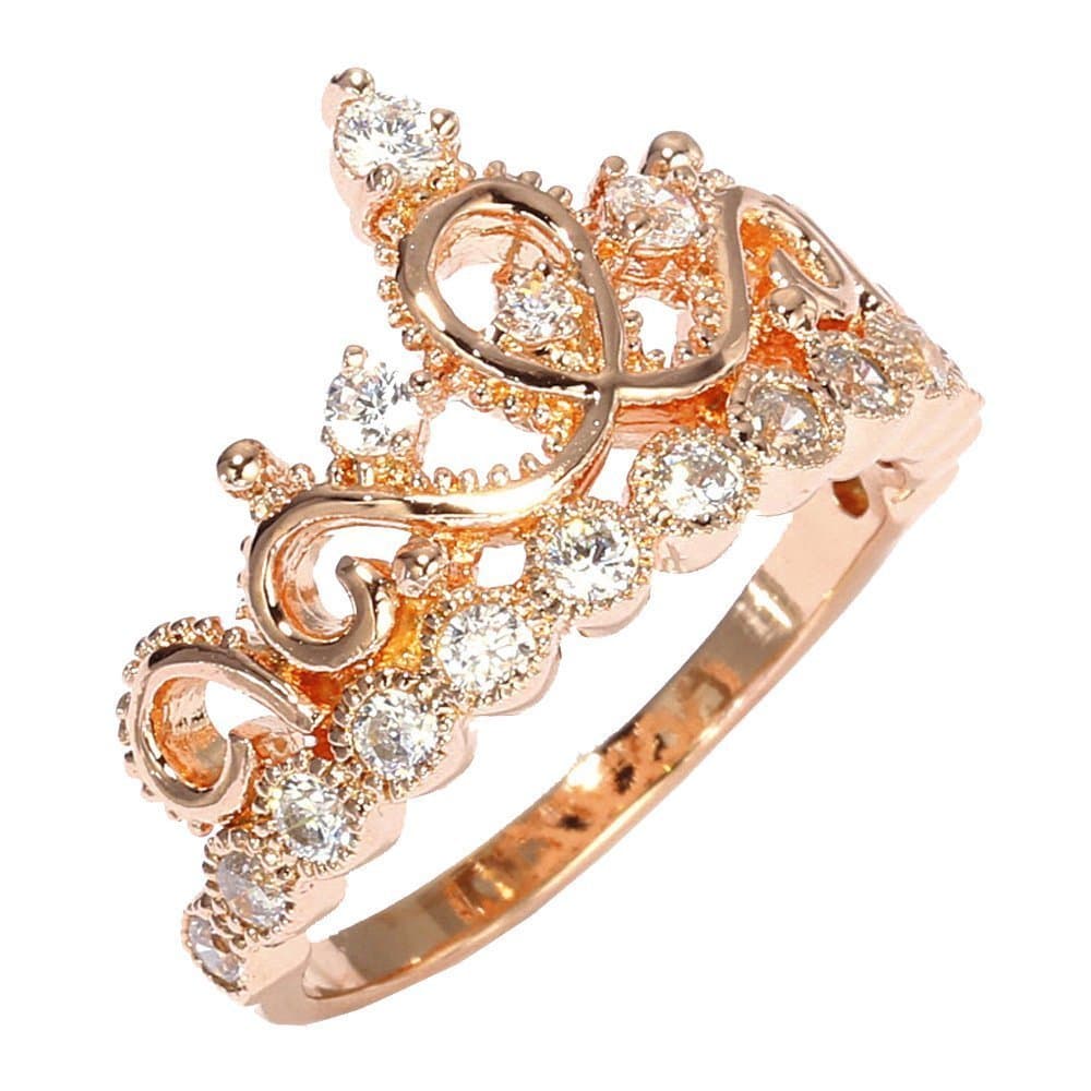 Sterling Silver Crown Ring/Princess Ring (Rose Gold Plated)