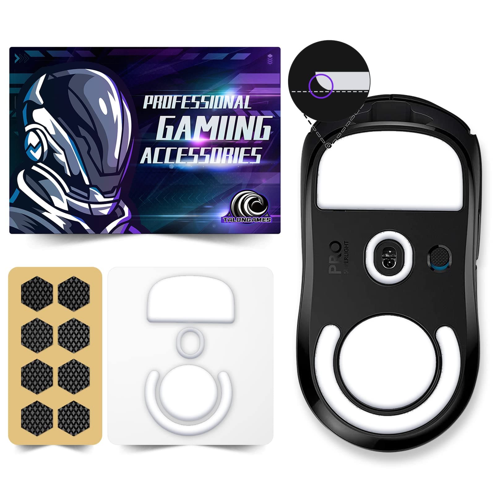 Rounded Curved Edges Mouse Feet Skates Pads Compatible with Logitech G PRO X Superlight Wireless Gaming Mouse Feet Replacement (0.8mm, Smooth, Pure White PTFE) Pro Performance Upgrade