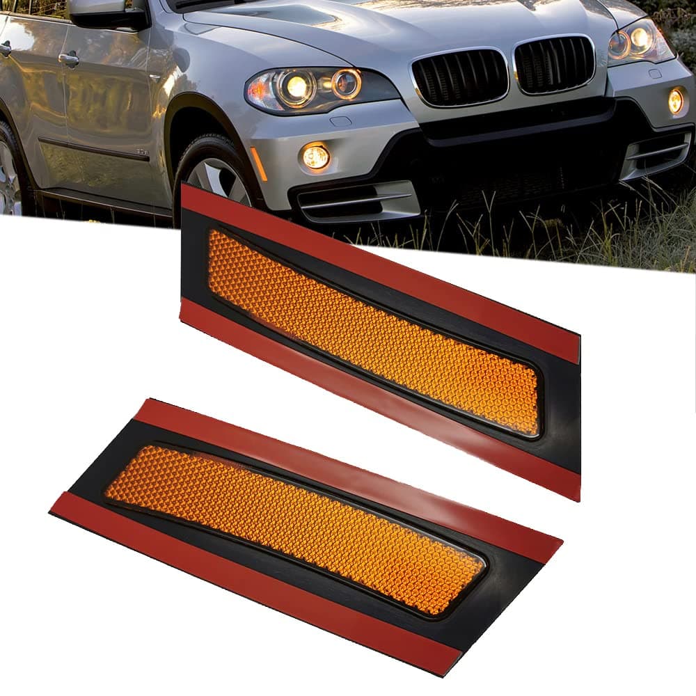 Compatible with 2007 2008 2009 2010 BMW E70 X5 Pre-LCI Front Bumper Side Marker Lights Reflector(Amber Lens)