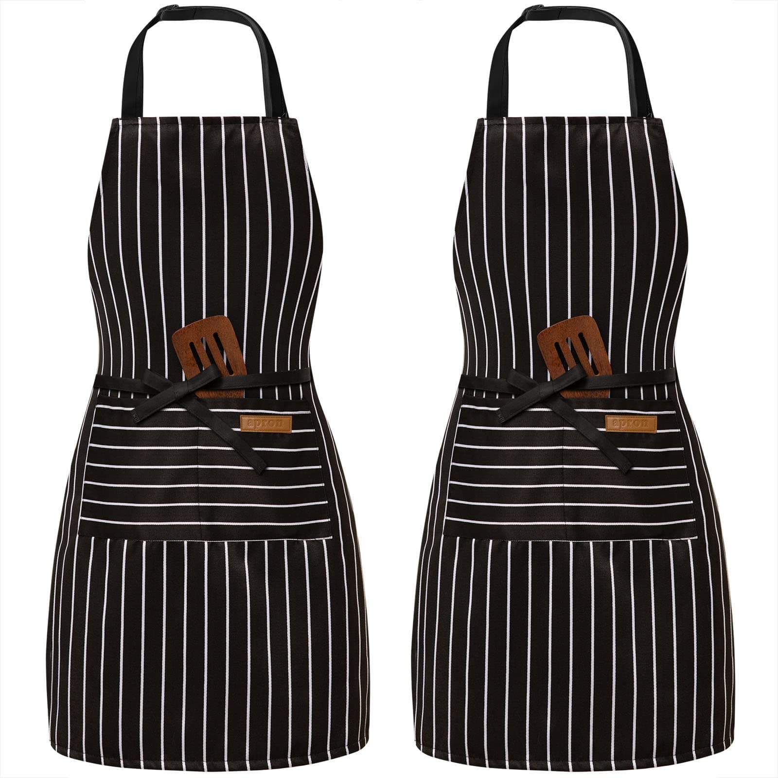 BeLuyi 2 Pack Adjustable Bib Apron with 2 Pockets Chef Cooking Kitchen Restaurant Aprons for Women Men