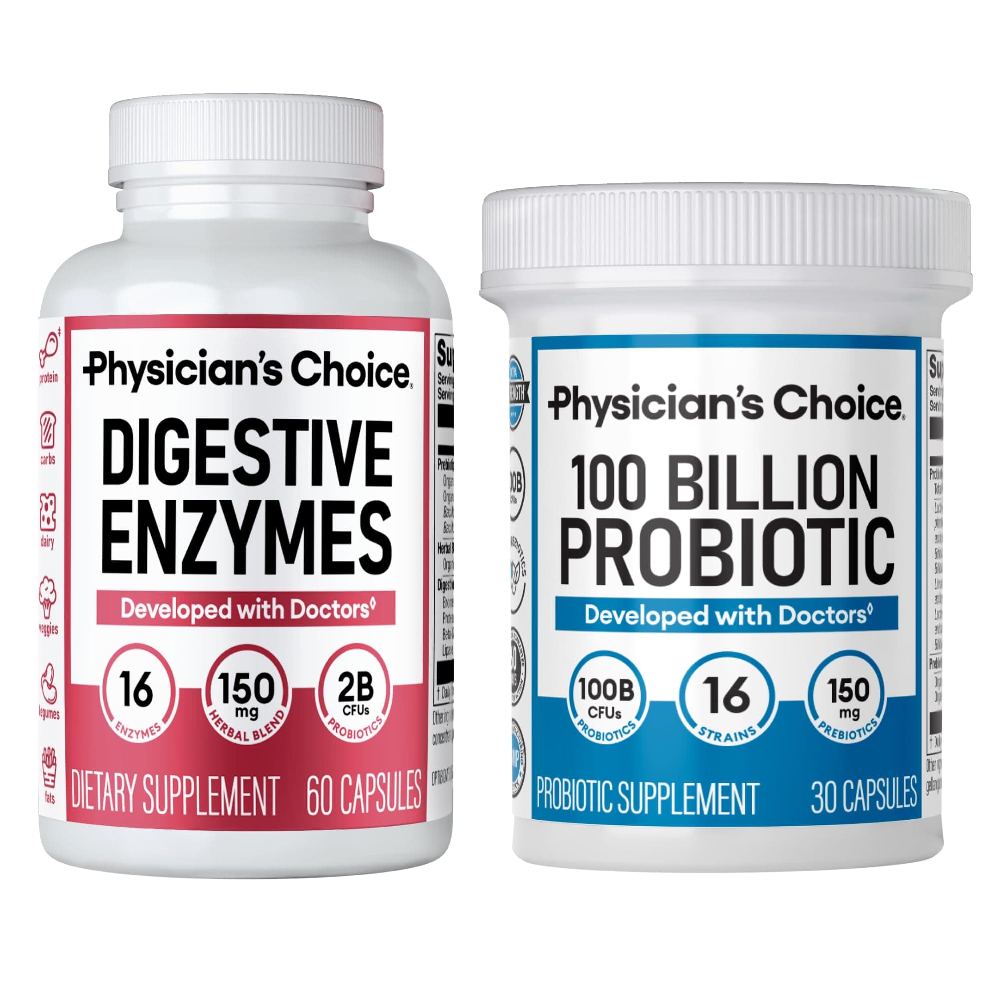 100 Billion + Digestive Enzyme 60ct Bundle - Advanced Gut Health Support