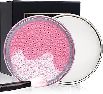 DUcare Makeup Brush Clean Set: Solid Soap Cleanser & Silicone Pad- Easy to Clean Blenders Brushes Shampoo Removes Shadow Color Cosmetic Colors for Daily Use Travel Set (Coconut Oil)