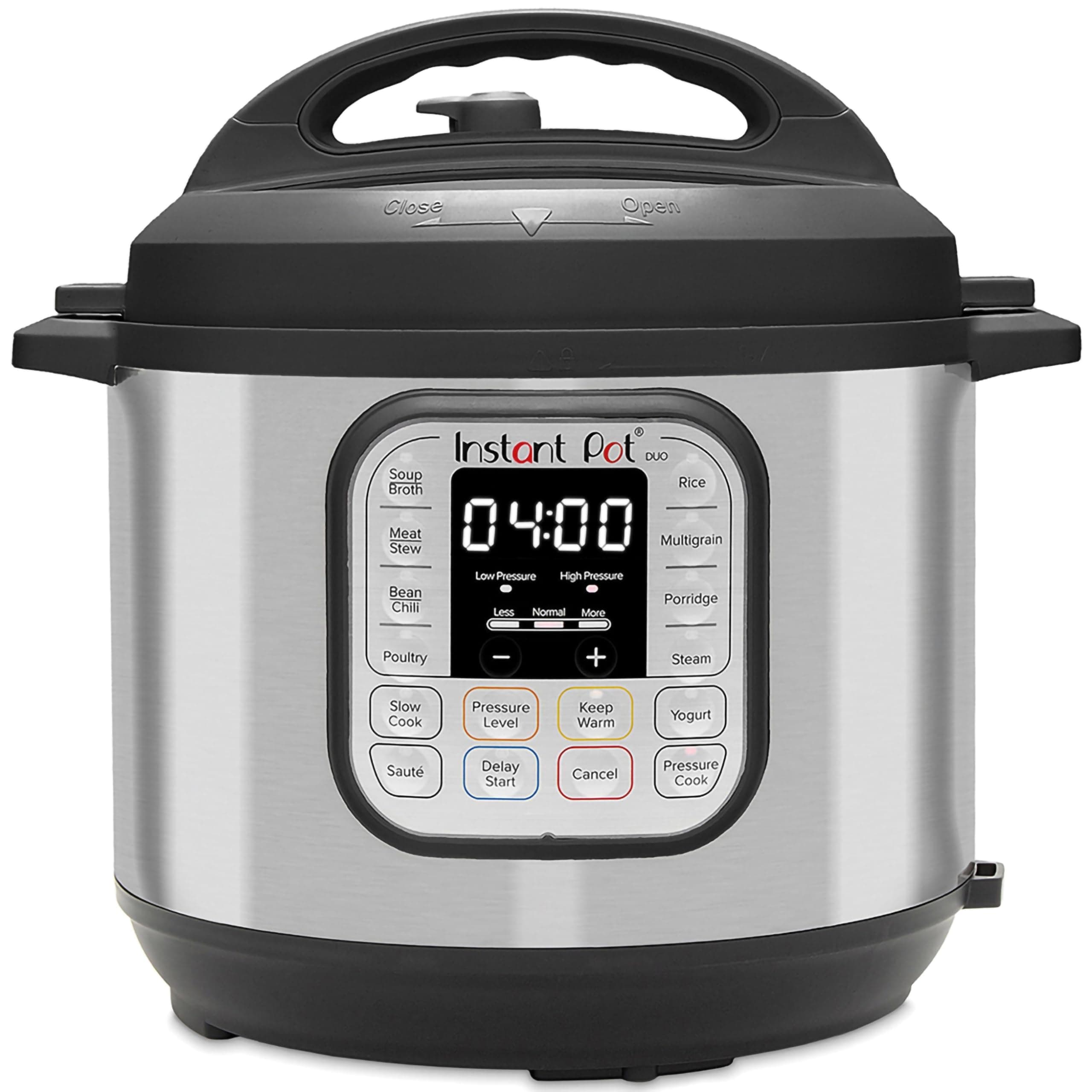 Instant Pot Duo V2 7-In-1 Electric Outer Lid Pressure Cooker, 6 Qt, 1000 W, Brushed Stainless Steel/Black, 220-240V, Inner Pot, 5.7 liter