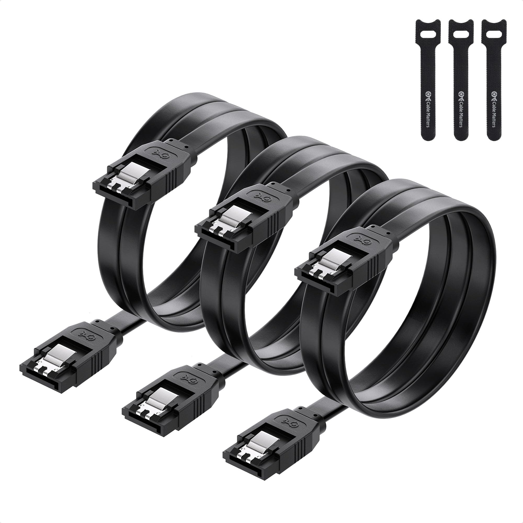 Cable Matters 3-Pack SATA III 6.0 Gbps SATA Cables 60cm, SATA 3 data Cable in Black