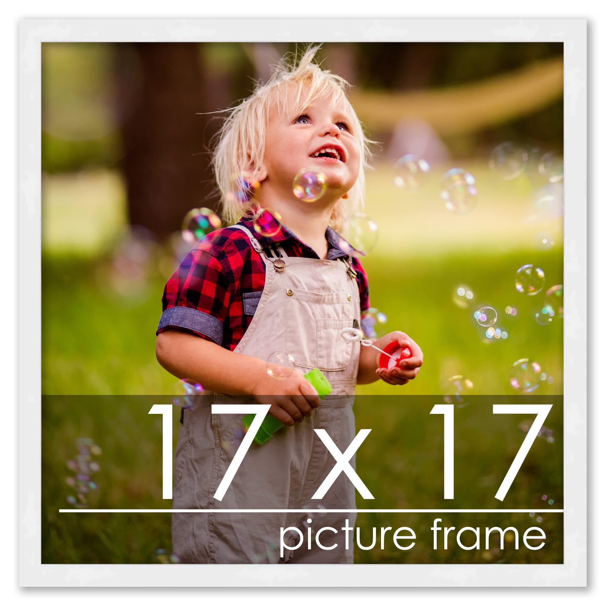 Poster Palooza 17x17 Frame White Solid Pine Wood Picture Frame | Includes UV Acrylic, Foam Board Backing & Hanging Hardware