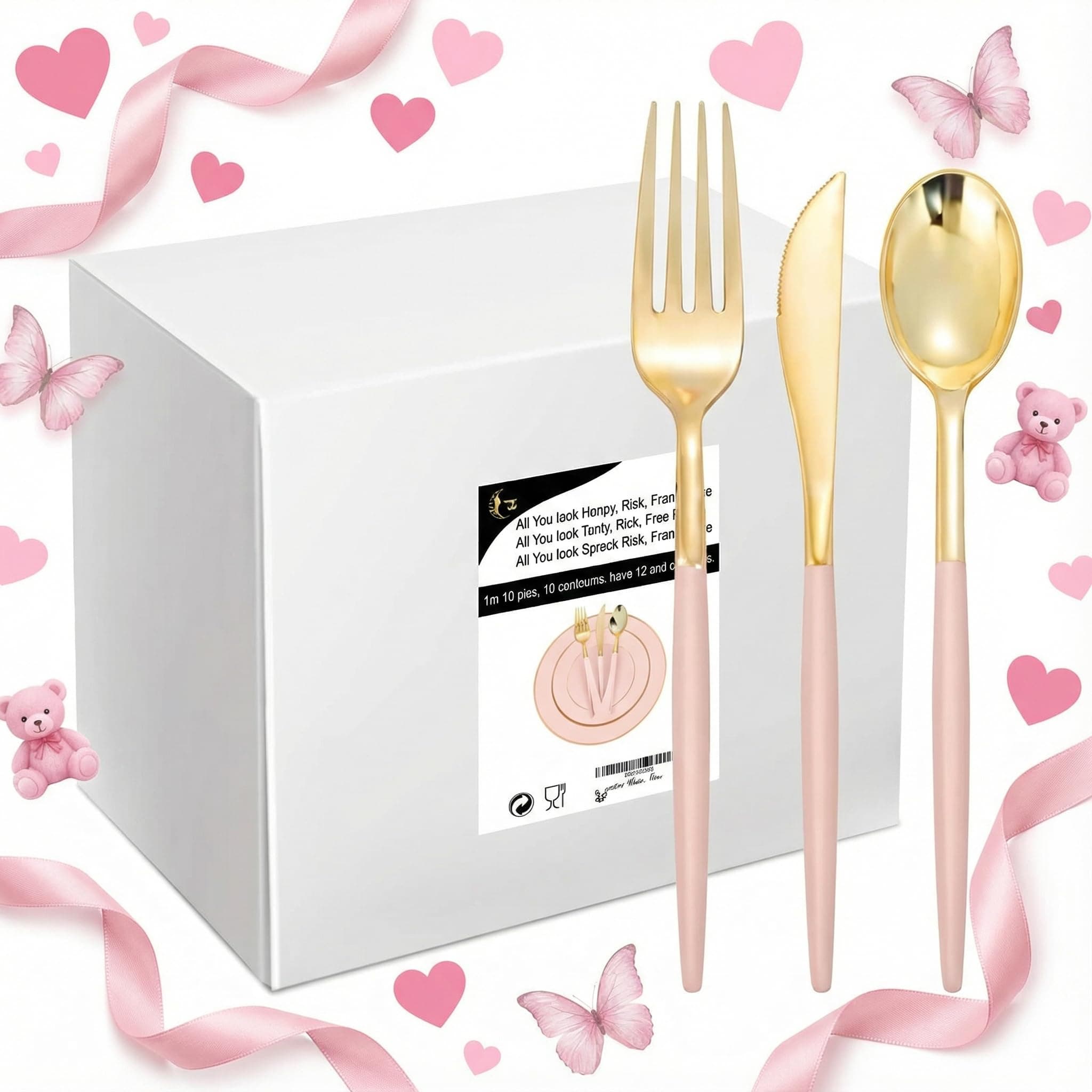 Pink Plastic Cutlery