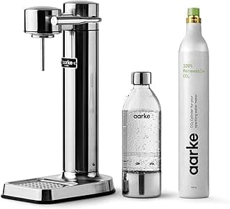 Carbonator lll with CO2 Cylinder, Sparkling & Carbonation Water Machine, Stainless Steel with PET BPA-Free Reusable Bottle Volume 1L/34 fl oz (Stainless Steel)