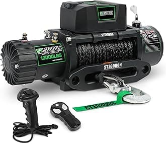Winch 13000 lb Winch 12V Electric Winch Synthetic Rope Winch Rough Country Winch with Hawse Fairlead,Wired Handle and Corded Control for Jeep Truck SUV