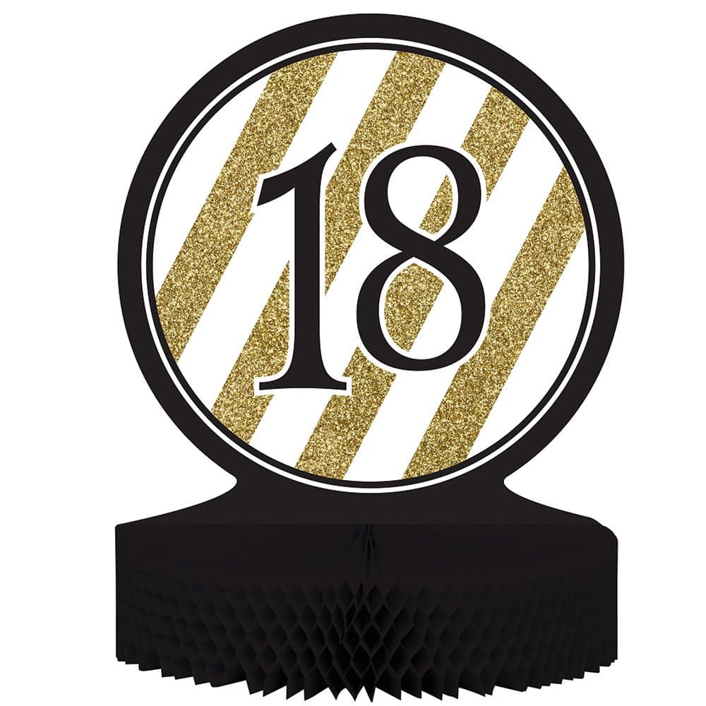 Creative Converting Centerpiece, 12" x 9", Black & Gold