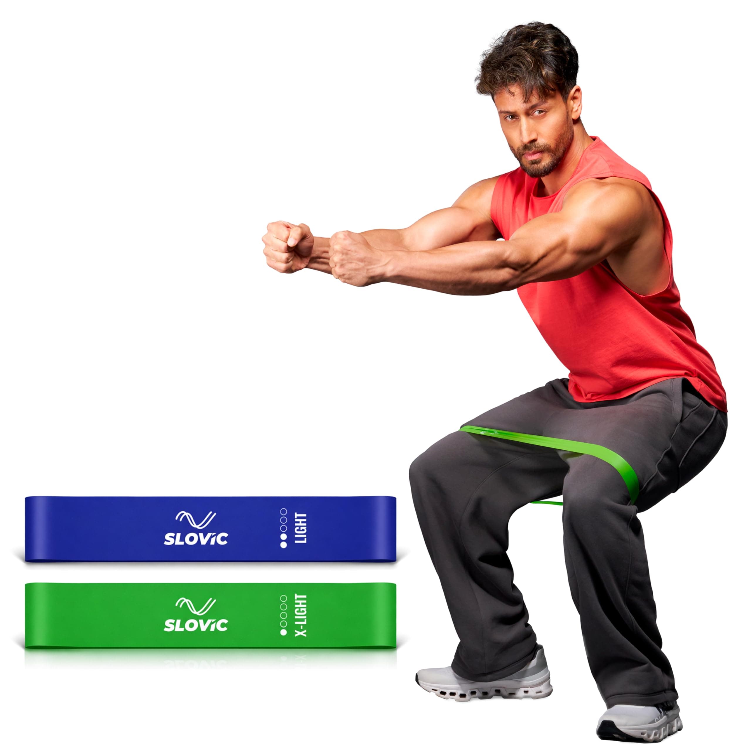 SLOVIC Resistance Bands Mini Loop | Loop Hip Band for Women & Men for Hip, Glutes, Legs and Squats Exercises | Thera Band for Fitness | Gym Equipment for Home Workout | Resistance Band Set of 2