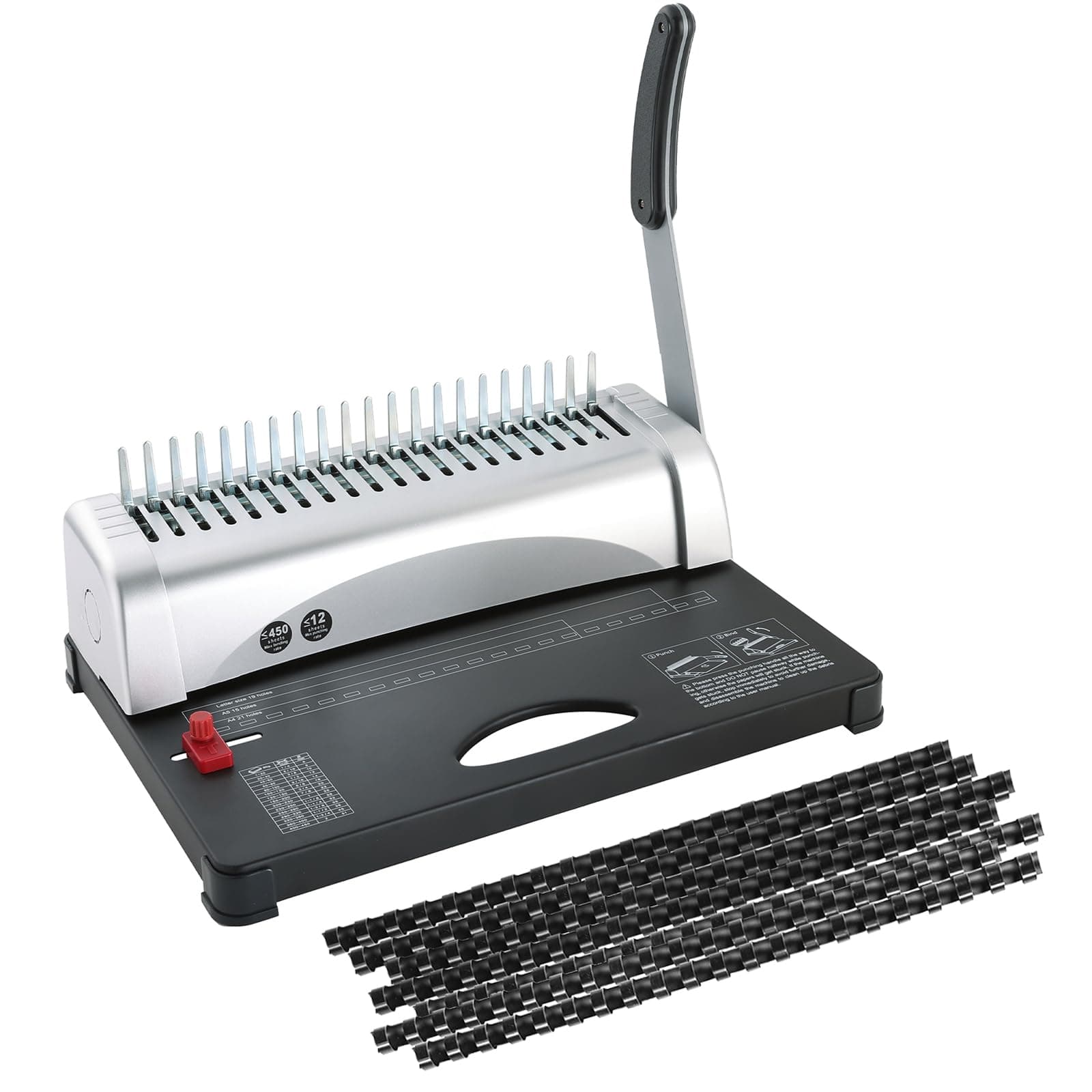 FLK Tech Binding Machine with Starter Combs Set for A4-21 Hole / 450 Sheets Paper Punch Binder
