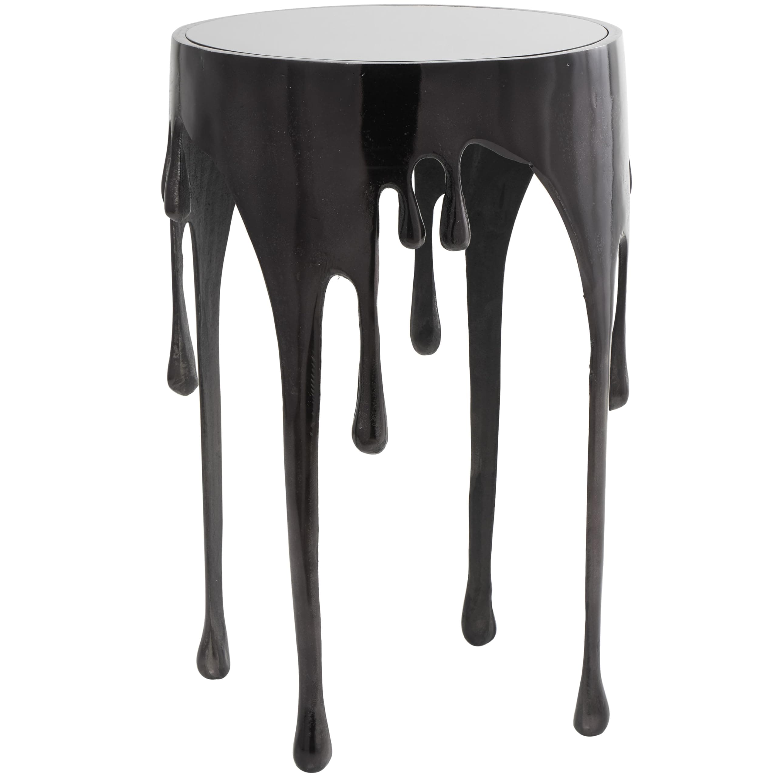 Deco 79 Aluminum Metal Side End Accent Table Melting Drip End Table with Glass Tabletop, Side Table 16" x 16" x 25", Black