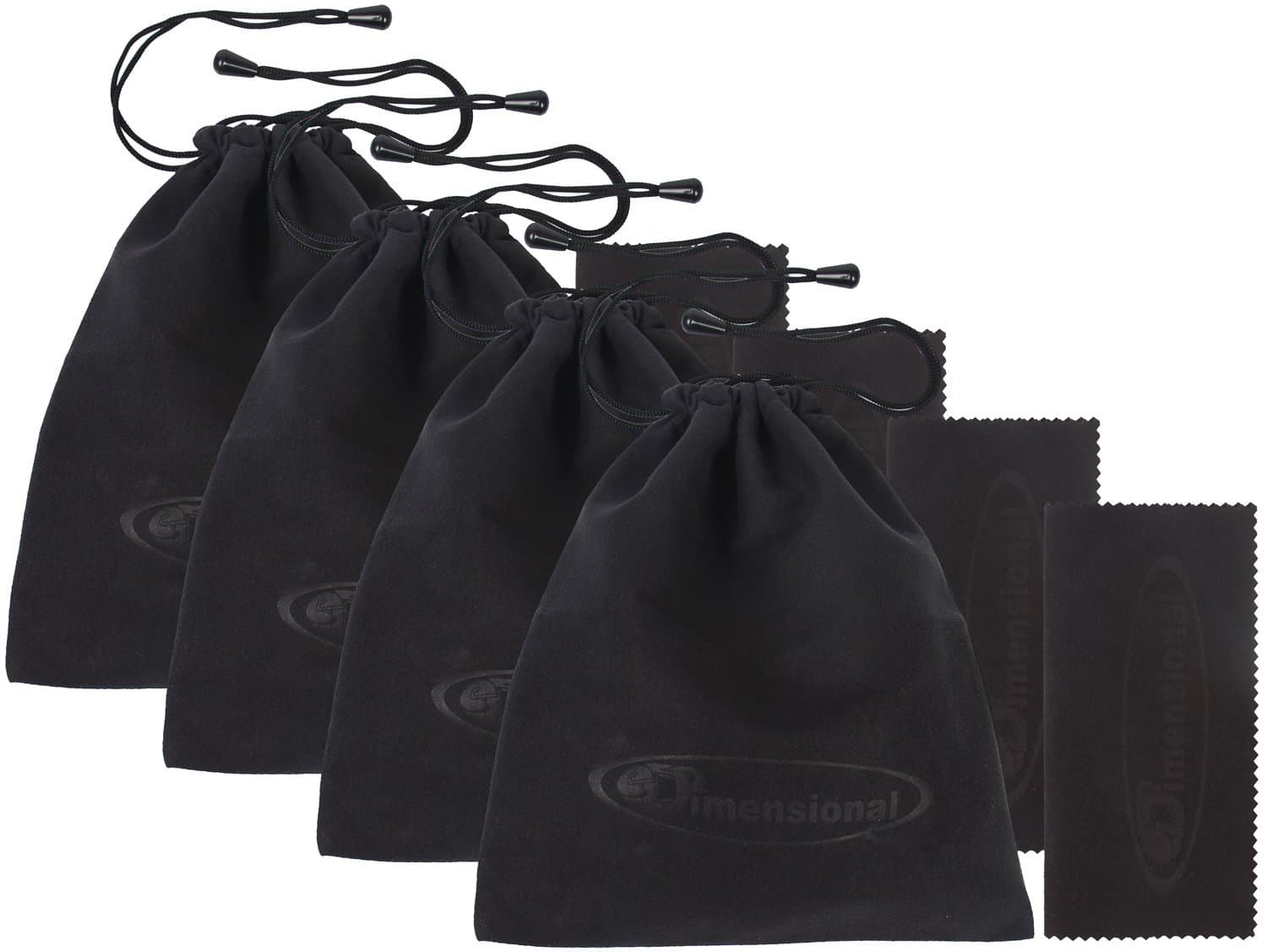 4 Pack 3D Glasses Storage Bag Stealth Black Case Compatible with Samsung 3D Glasses and All Other Active 3-D Glasses with Non Foldable Arms with Microfiber Cleaning Cloth!