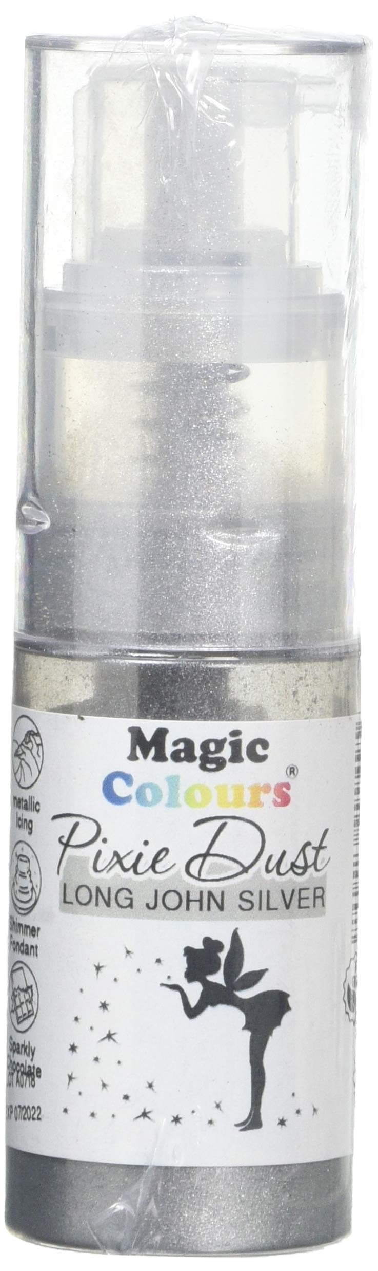Magic Colours Pixie Dust Edible Glitter Powder Spray for Cake Decoration (Long John Silver)