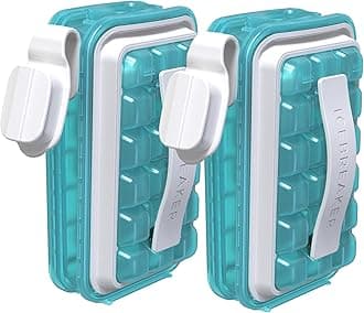 ICEBREAKER POP: 4 IN 1 - DISPENSER - MAKER - BIN - ICE PACK - Make And Serve Ice Without Ever Touching The Ice - The Sanitary Silicone Ice Tray for Freezer With Lid - (2 X CLEAR WATER BLUE INCLUDED)