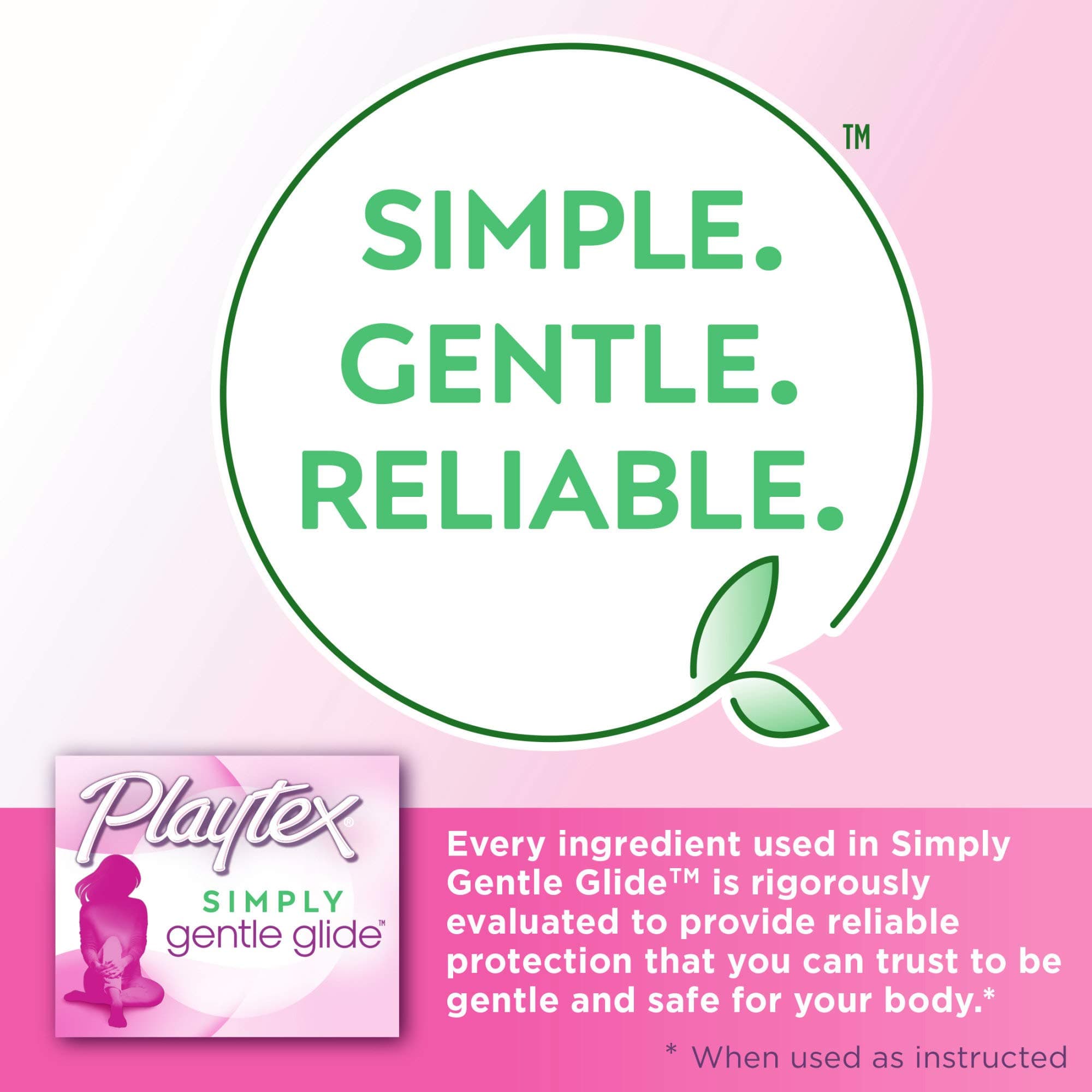 Playtex Simply Gentle Glide Unscented Regular Absorbency Tampons with 360 Protection, 72 Count