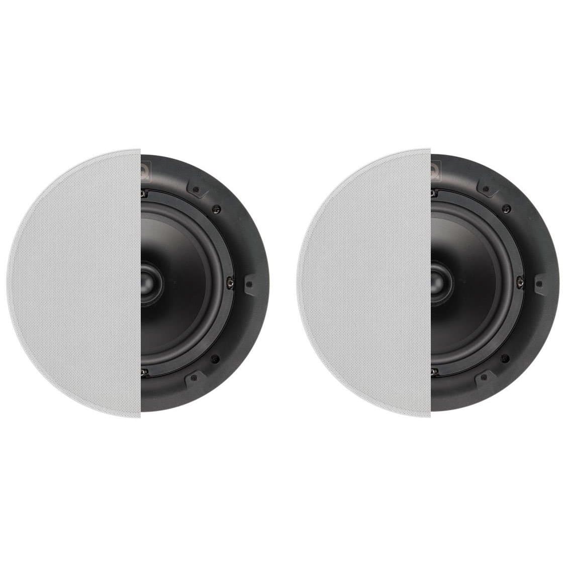 QI65C 6.5" Ceiling Speaker Pair In-Ceiling Speakers for Home Audio, Hi-Fi Installation System, Moisture Proof Round & Square Magnetic Grilles, 60W