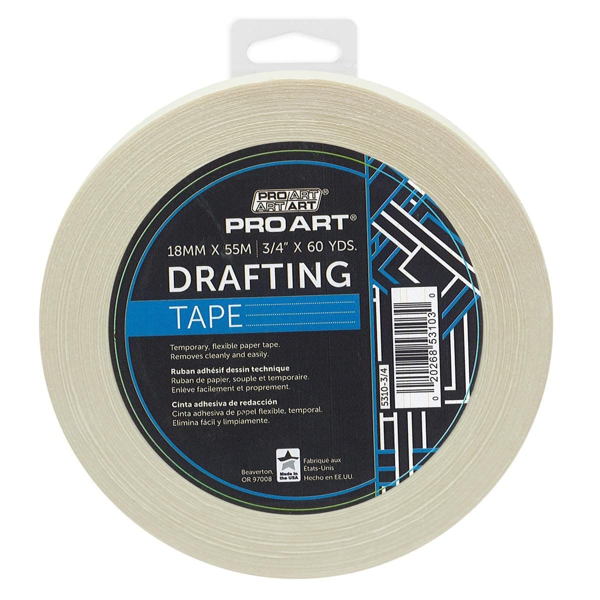 PRO ART Drafting Tape 3/4" x 60yd, Artist Tape, Art Tape, White Masking Drafting Dots, Watercolor Masking Tape for Painting, Archival