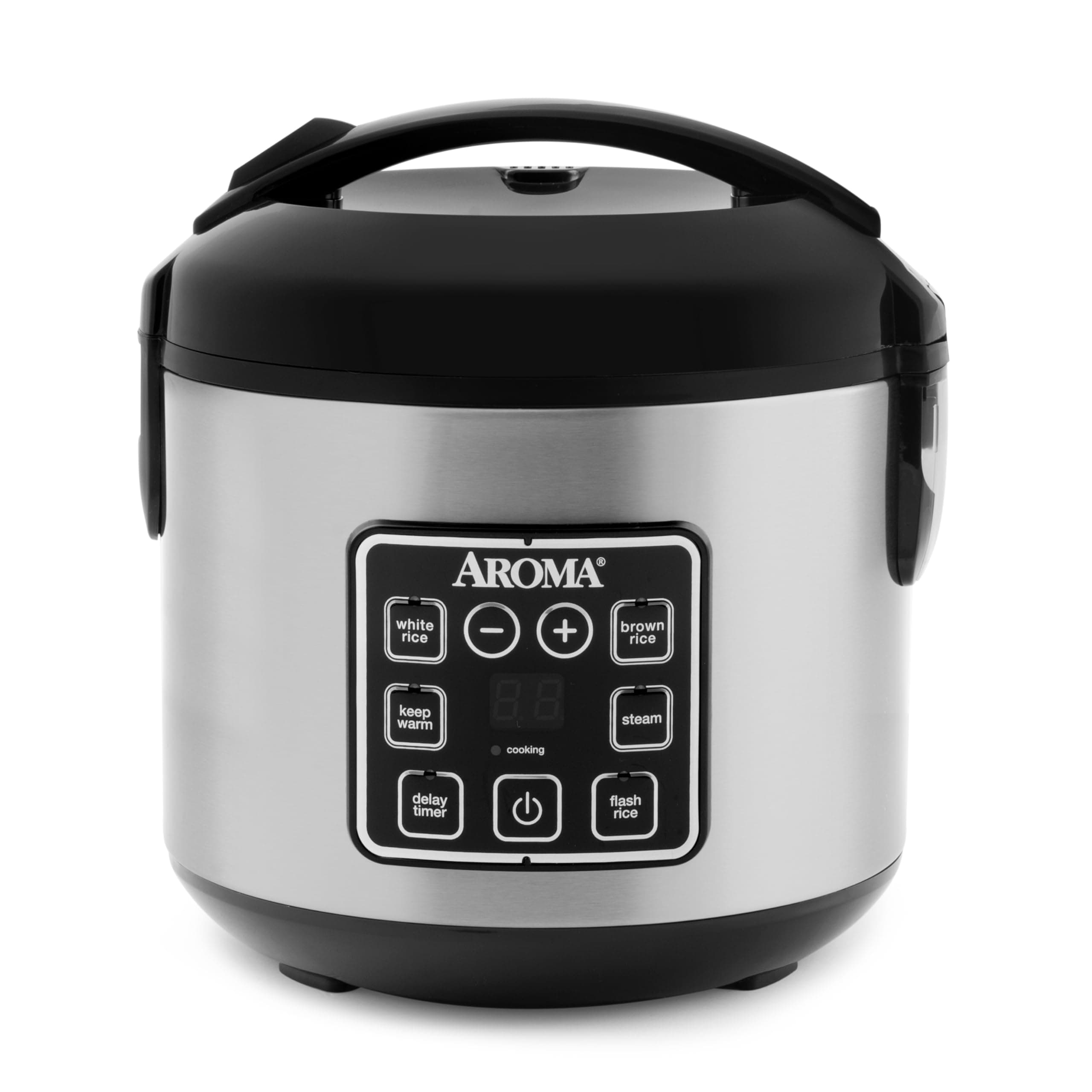 AROMA Digital Rice Cooker, 4-Cup (Uncooked) / 8-Cup (Cooked), Steamer, Grain Cooker, Multicooker, 2 Qt, Stainless Steel Exterior, ARC-914SBD