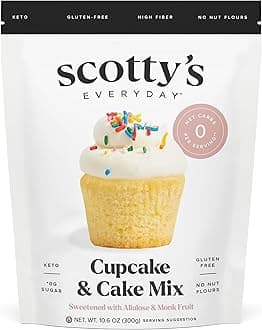 Keto Cupcake & Cake Mix - 0g Net carbs, 0g Added Sugar, Gluten-Free, High Fiber - No Nut Flours - 10.6oz, Pack of 1