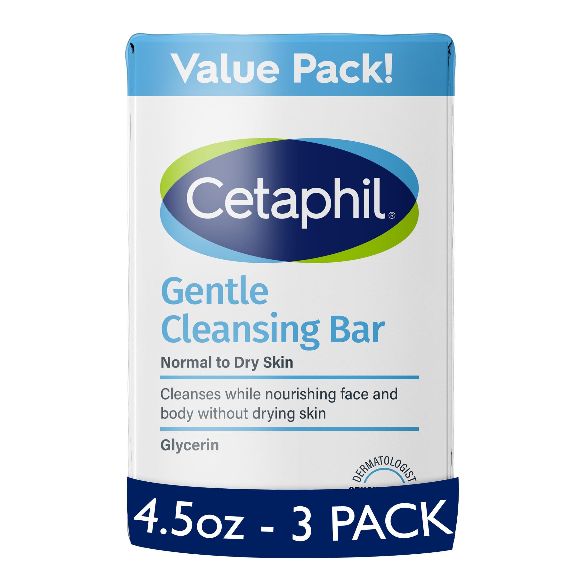 Gentle Cleansing Bar, 4.5 oz Bar (Pack of 3), Nourishing Cleansing Bar For Dry, Sensitive Skin, Non-Comedogenic, Non-Irritating For Sensitive Skin