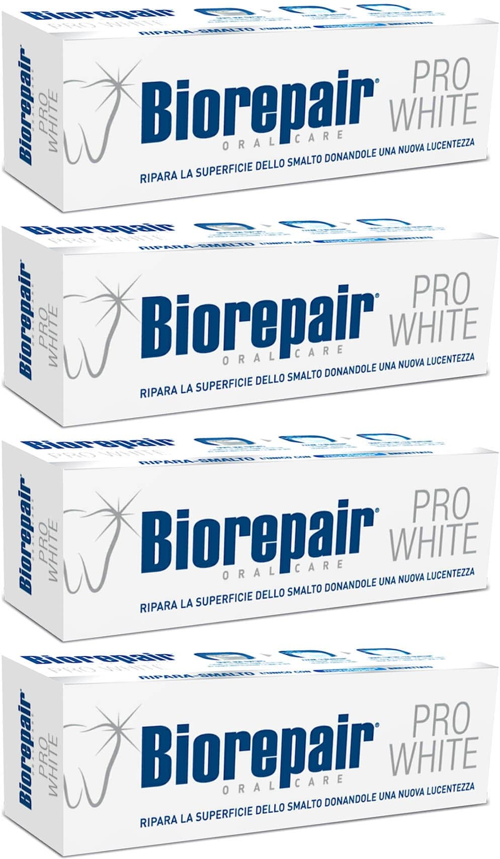Biorepair Pro White Whitening Toothpaste with microRepair 2.5 fl.oz 75ml,Pack of 4
